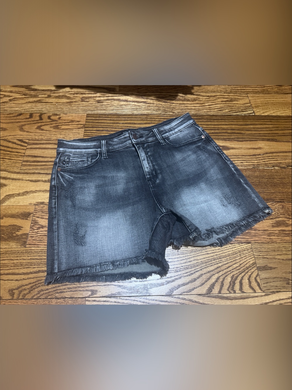 Women’s Distressed High-Rise Black Denim Shorts